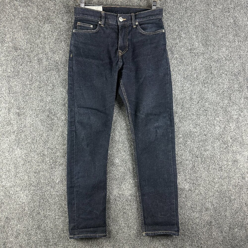 & Denim Jeans Mens 28 Slim Dark Wash Cotton Stretch Pockets Zip Fly